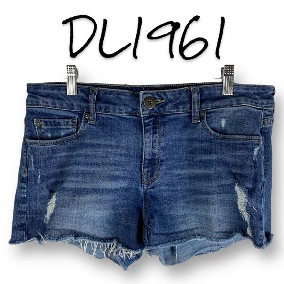 DL1961 Pants - DL1961 Renee Medium Wash Blue Distressed Denim Shorts Women’s Size 28